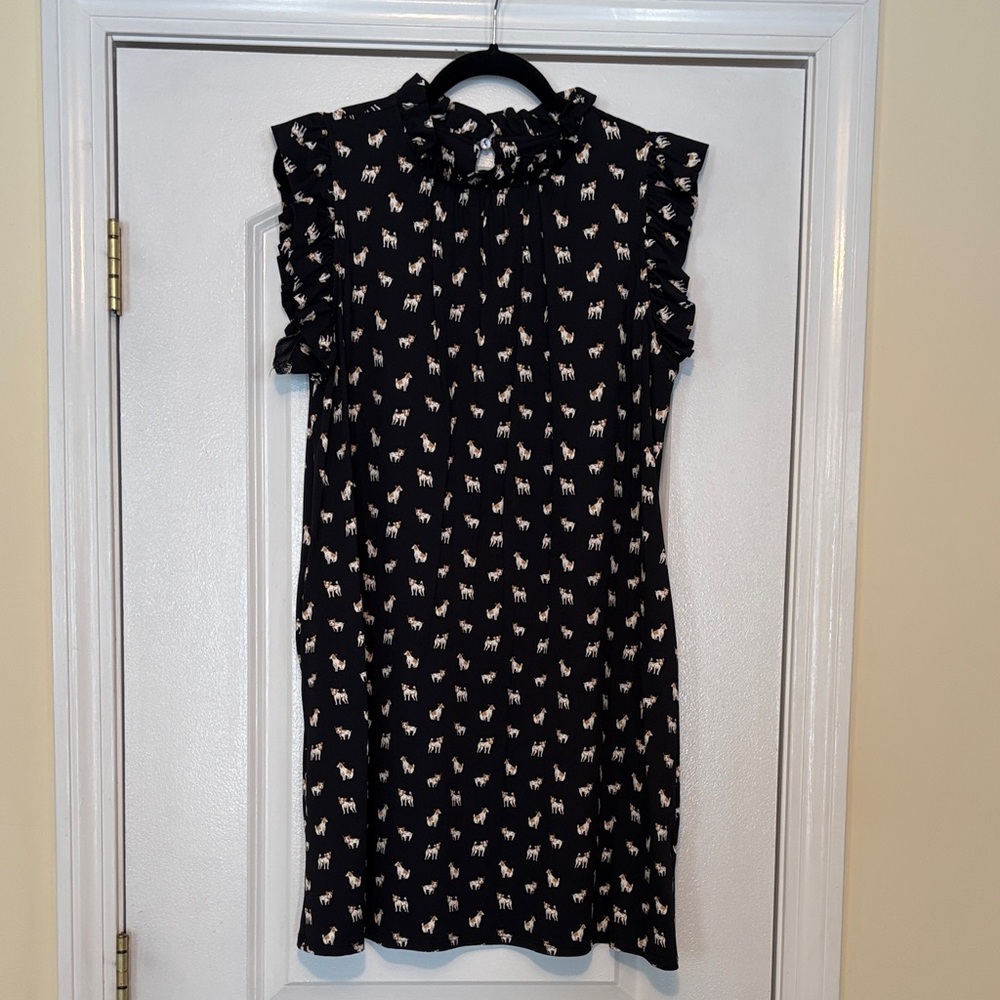 Jude Connally cutest puppy themed Black Dress